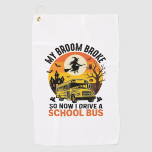 Serviette De Golf Bus Scolaire Sorcière Halloween Design Vintage Ens