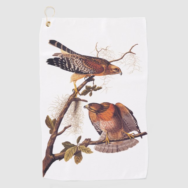 Serviette De Golf Buse à épaulettes roux Audubon Oiseau de proie (Devant)