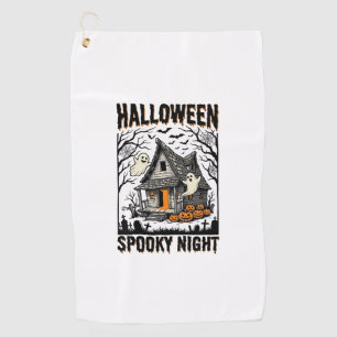 Serviette De Golf Cabine effrayante d'Halloween Art Vintage de nuit