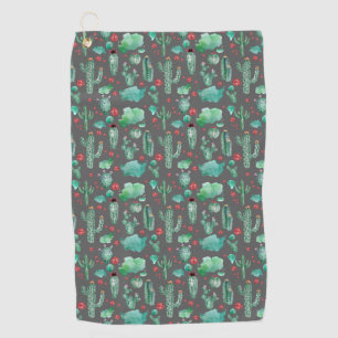 Serviette De Golf cactus and ladybutern pattern - black background