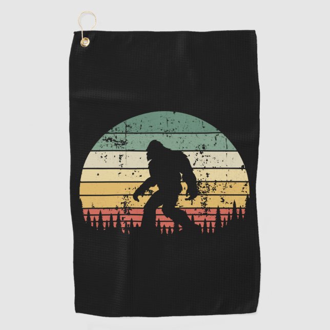 Serviette De Golf Cadeau Bigfoot Retro Sunset (Devant)