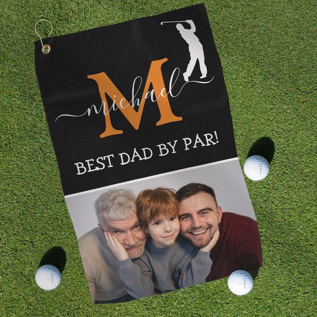 Serviette De Golf Cadeau de Fête des Pères Tendance Monogramme & Pho (Créateur téléchargé)