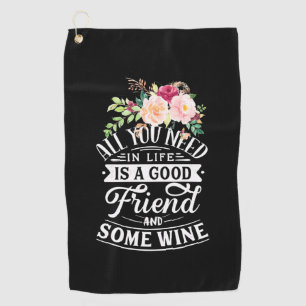 Serviette De Golf Cadeau de Noël Bon ami et un peu de vin
