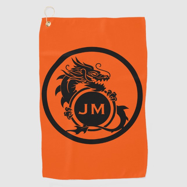 Serviette De Golf Cadeau initial golfeur nouveauté dragon (Devant)