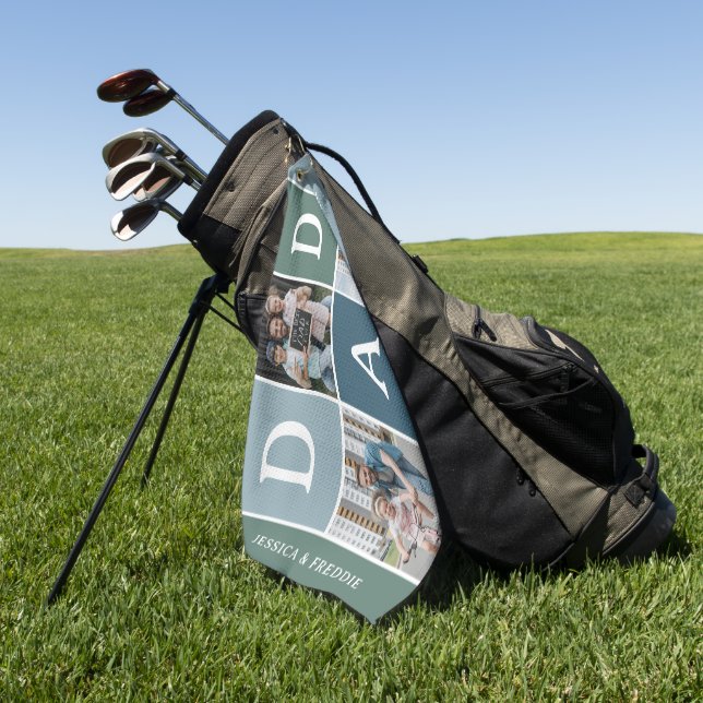 Serviette De Golf Cadeau photo 'PAPA' 3 moderne (Vert)