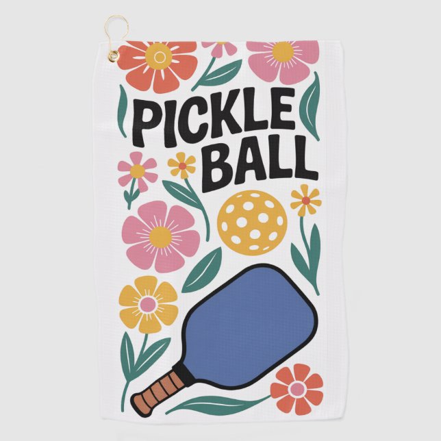 Serviette De Golf Cadeau Pickleball Flower Paddle (Devant)