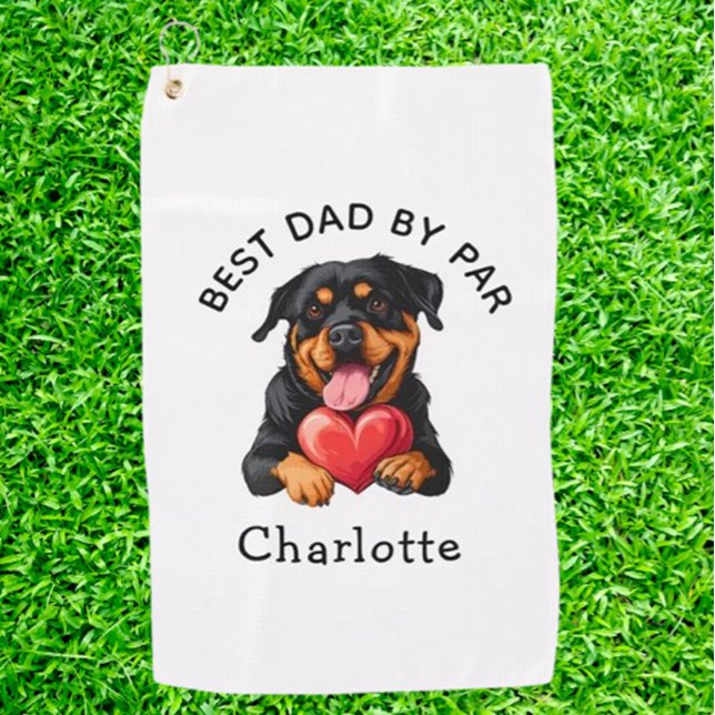Serviette De Golf Cadeau Rottweiler  (Discover unique Rottweiler Heart golf gifts that show your love for both golf and your furry friend.)