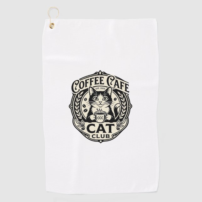 Serviette De Golf Café Café Chat Drôle Chat Graphique - Café Café Ca (Devant)