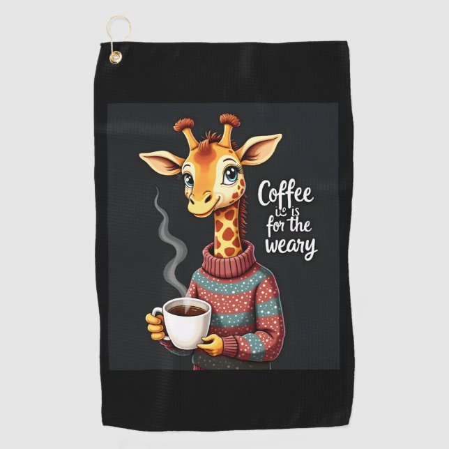 Serviette De Golf Café est pour Weary Funny Giraffe Lover café (Devant)
