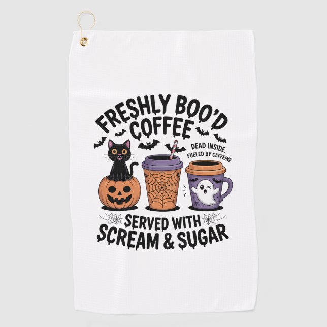 Serviette De Golf Café Halloween fraîchement dragué (Devant)
