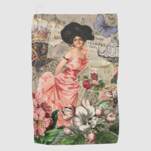 Serviette De Golf Café Lady Victorian Femme Rose Classy