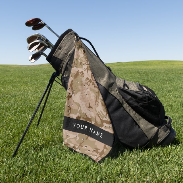 Serviette De Golf Cailloux du Camouflage du désert, Votre nom, Perso (Vert)