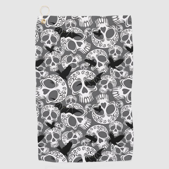 Serviette De Golf Calaveras décoratives Halloween (Devant)