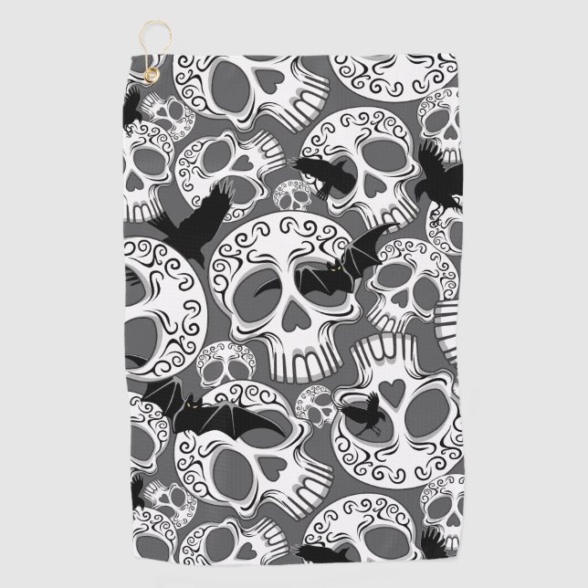 Serviette De Golf Calaveras décoratives Halloween (Devant)