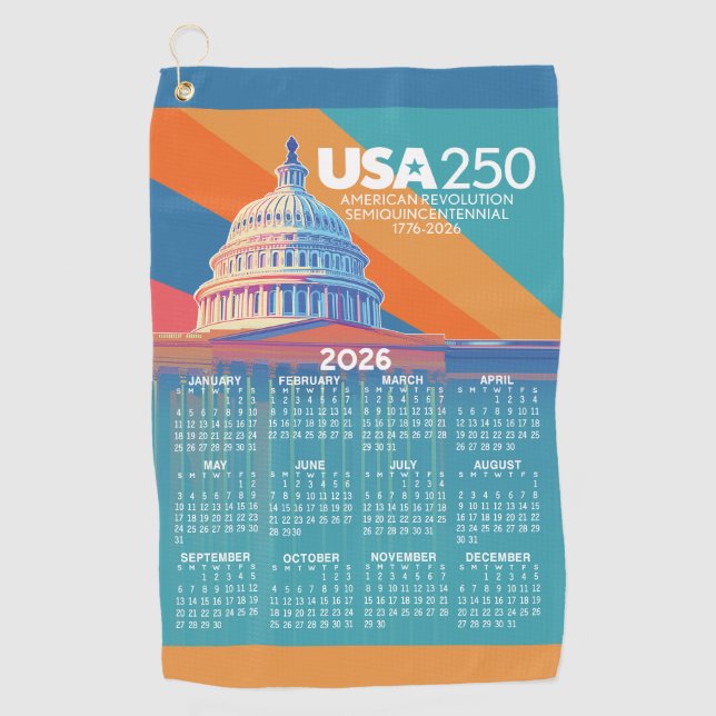 Serviette De Golf Calendrier 2026 avec le dôme du Capitole des États (Devant)