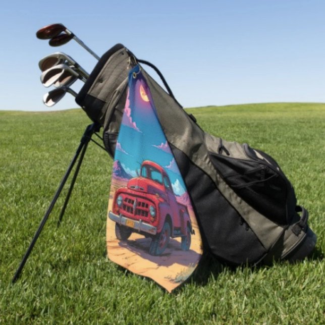 Serviette De Golf Camionnette Américaine Classique (Antique Red Truck Golf Towel Poly blend D: 16" x 24". Grommet brass plated hook. Machine washable.
)