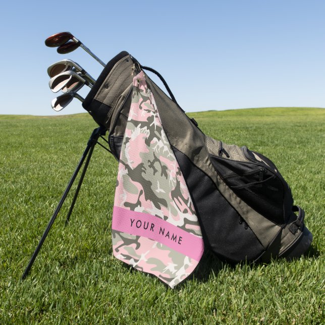 Serviette De Golf Camouflage rose et vert Votre nom Personnalisez (Vert)