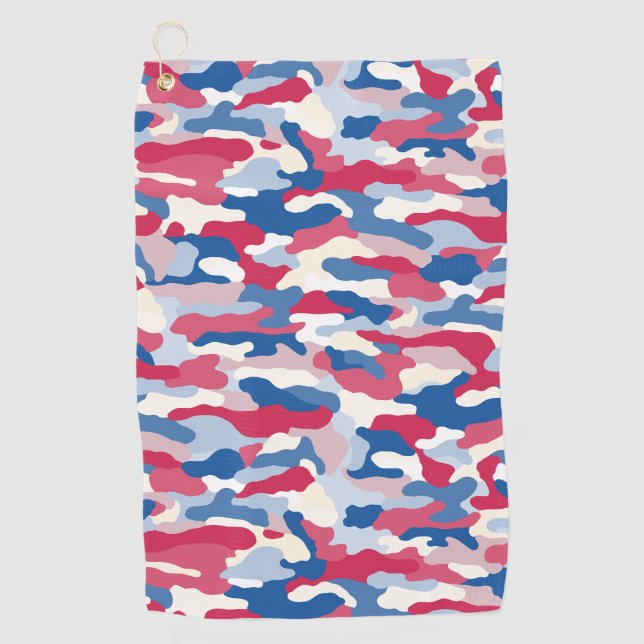 Serviette De Golf Camouflage rouge blanc et bleu (Devant)