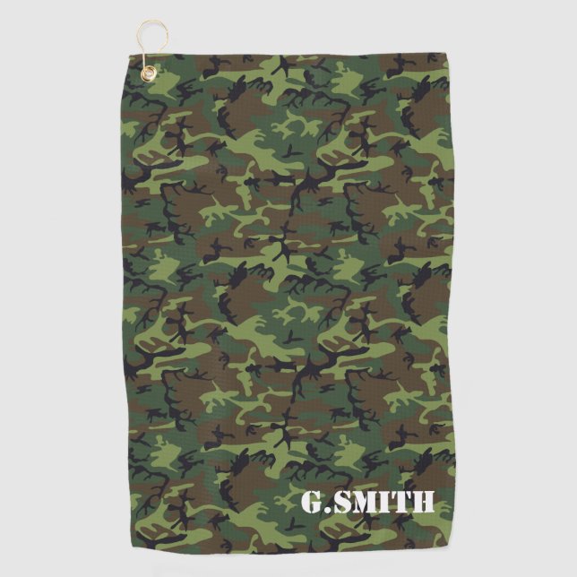 Serviette De Golf Camouflage vert Brown en bois. Camo ton (Devant)