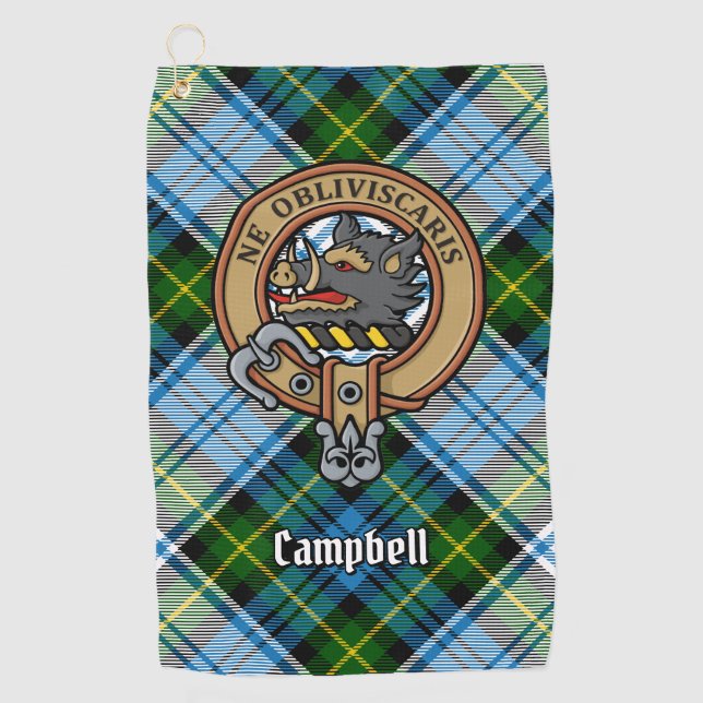 Serviette De Golf Campbell Crest au-dessus de Tartan (Devant)