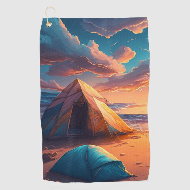Serviette De Golf Camping au lever du soleil (Devant)