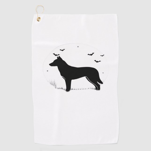 Serviette De Golf Canaan Chien - Halloween Lune Silhouette Classique (Devant)