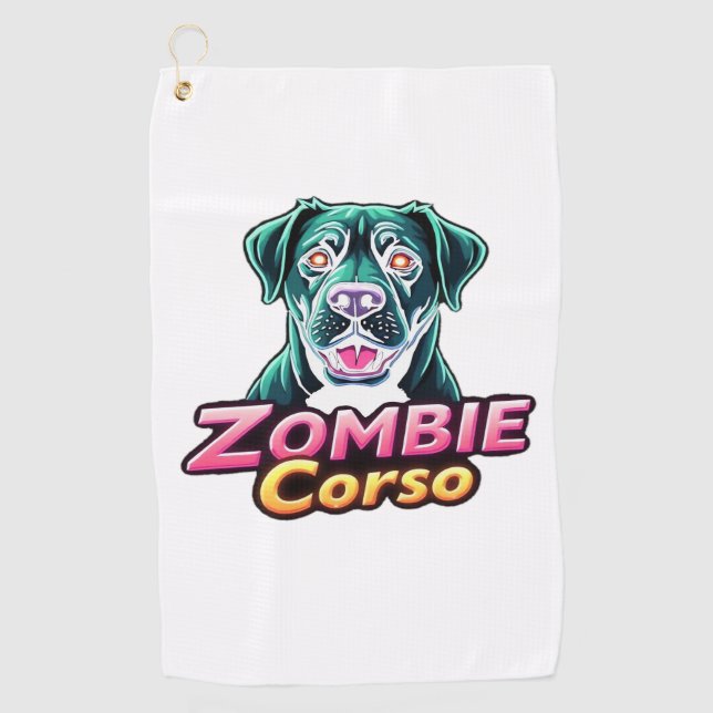 Serviette De Golf Cane Corso Italien Mastiff Chien Zombie Halloween  (Devant)