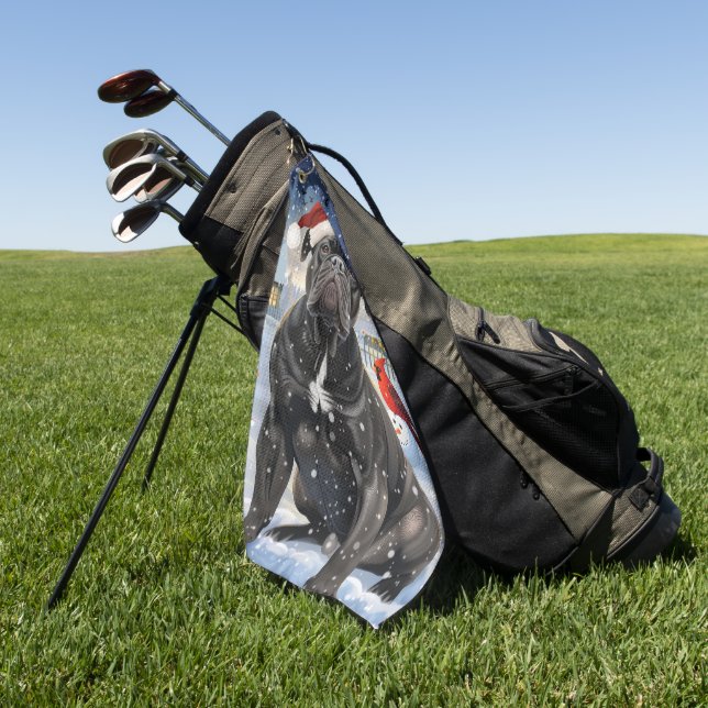 Serviette De Golf Cane Corso Winter Wonderland Noël Joie (Vert)