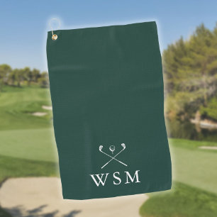 Serviette De Golf Canne de golf à monogramme personnalisé Émeraude v