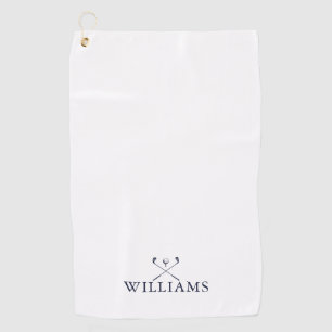 Serviette De Golf Canne de golf personnalisée avec nom en bleu marin