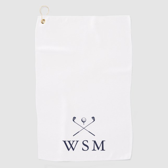 Serviette De Golf Canons de golf personnalisés avec monogramme bleu  (Devant)