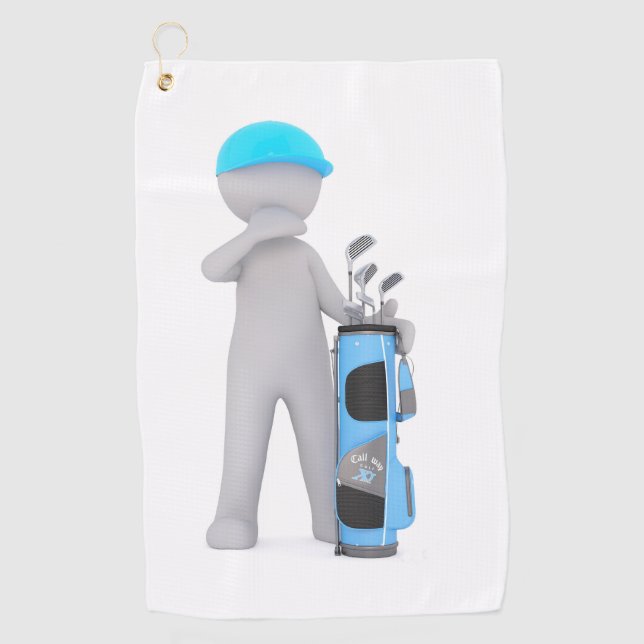 Serviette De Golf Caractère de dessin tenant un sac de golf Design (Devant)