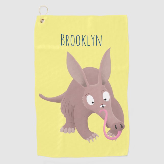 Serviette De Golf Caricature amusante de Aardvark (Devant)