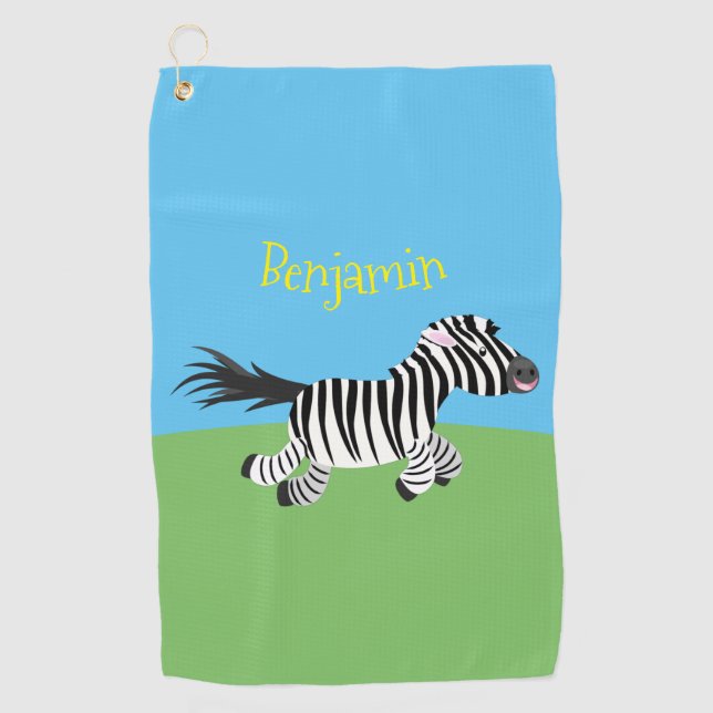 Serviette De Golf Caricature amusante de zèbre (Devant)
