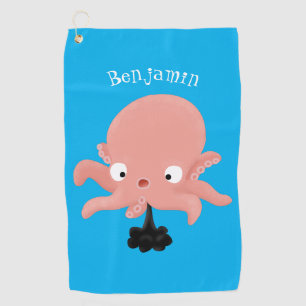 Serviette De Golf Caricature de bébé pieuvre rose mignonne humour