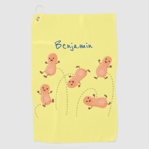 Serviette De Golf Caricature de cacahuètes joyeux sautillant