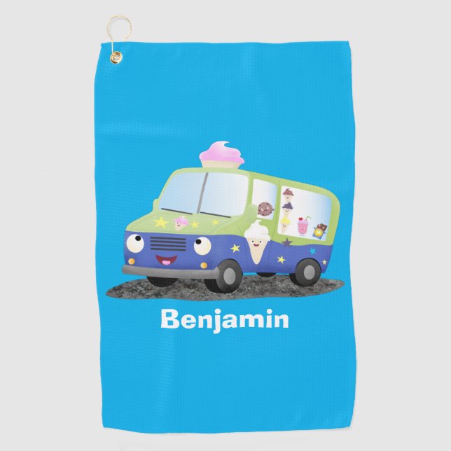 Serviette De Golf Caricature de camion de glace joli (Devant)