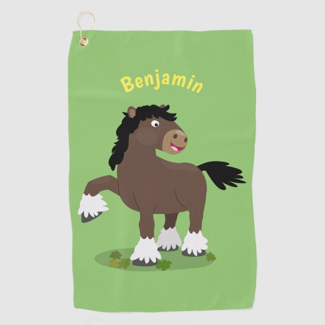 Serviette De Golf Caricature de cheval de trait de Cute Clydesdale (Devant)