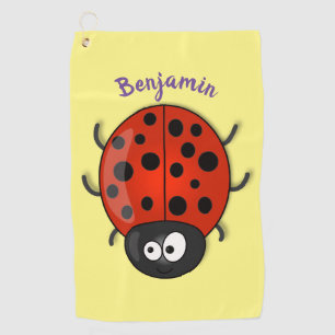 Serviette De Golf Caricature de coccinelle rouge joyeux