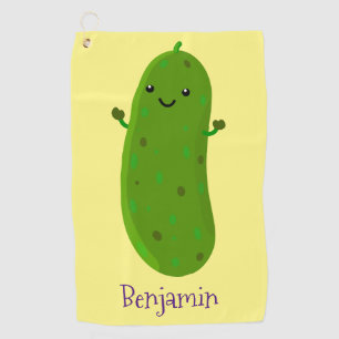 Serviette De Golf Caricature de cornichon joyeux