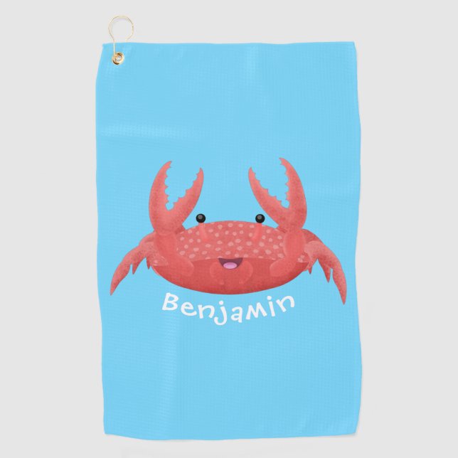 Serviette De Golf Caricature de crabe rouge cuite (Devant)