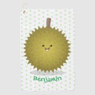 Serviette De Golf Caricature de durian joyeux