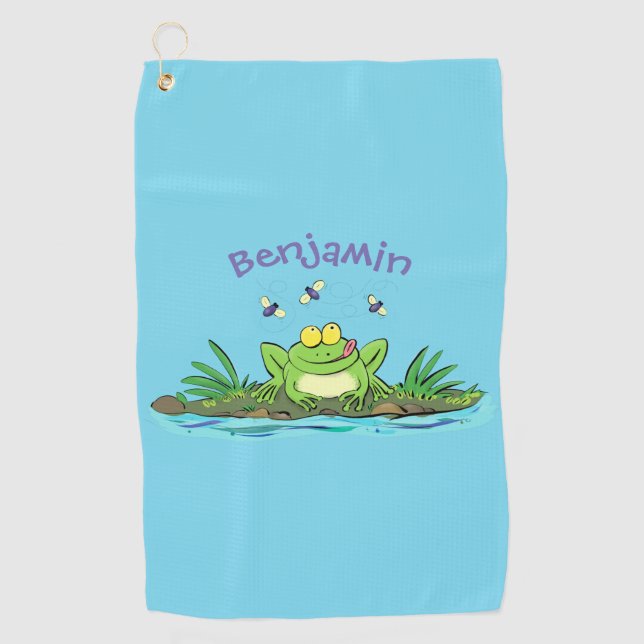 Serviette De Golf Caricature de grenouille vert mignon (Devant)