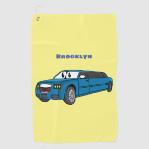 Serviette De Golf Caricature de la Limousine bleu mignonne