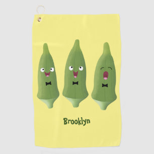Serviette De Golf Caricature de légumes de l'okra chantante mignonne