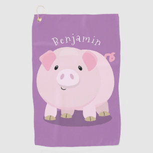Serviette De Golf Caricature de porc mignon rose pot vendue