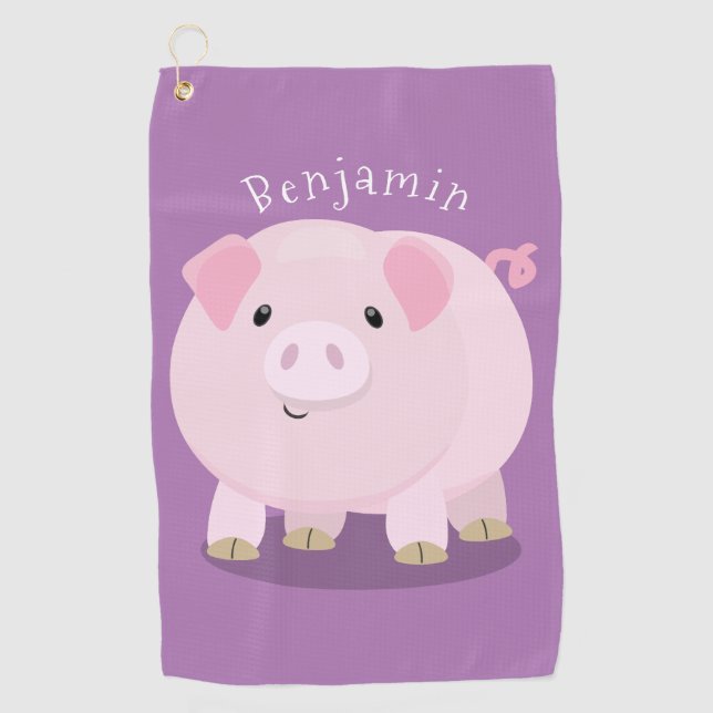 Serviette De Golf Caricature de porc mignon rose pot vendue (Devant)