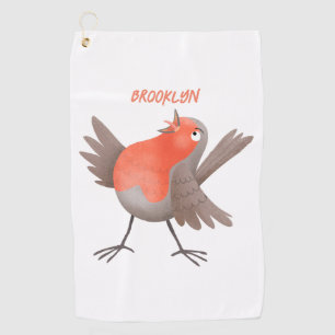 Serviette De Golf Caricature d'oiseau rouge chantant mignon