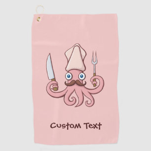 Serviette De Golf Caricature du chef calmar