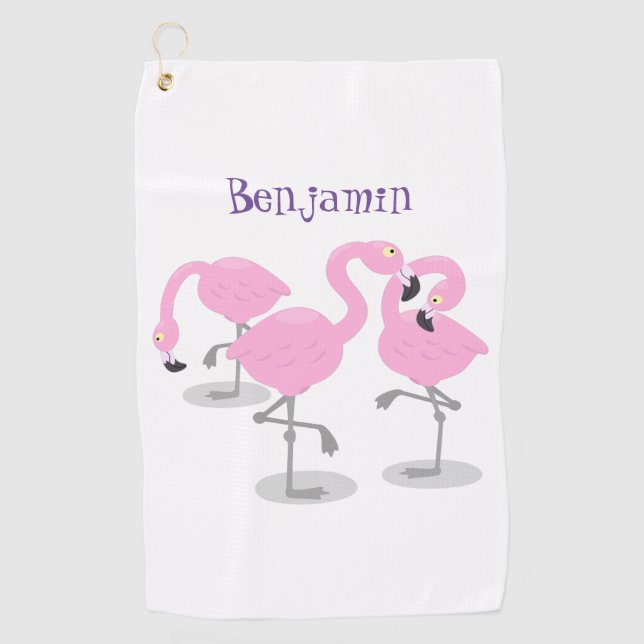 Serviette De Golf Caricature en trio flamand rose mou (Devant)